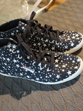 Superga navy white stars high tops - so fun! Size EU 39 1/2